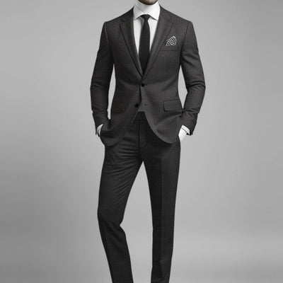 Napolean Esso Tartan Charcoal Wool Suit