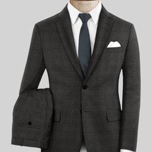 Napolean Esso Tartan Charcoal Wool Suit