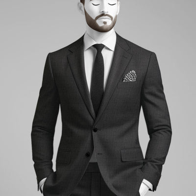 Napolean Esso Tartan Charcoal Wool Suit