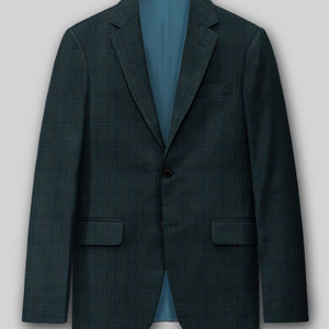 Napolean Esso Tartan Teal Blue Wool Jacket