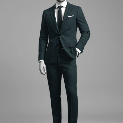 Napolean Esso Tartan Teal Blue Wool Suit