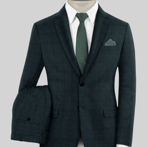 Napolean Esso Tartan Teal Blue Wool Suit