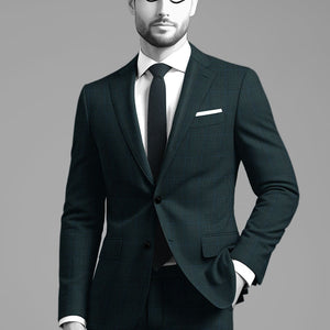 Napolean Esso Tartan Teal Blue Wool Suit