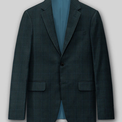 Napolean Esso Tartan Teal Blue Wool Suit