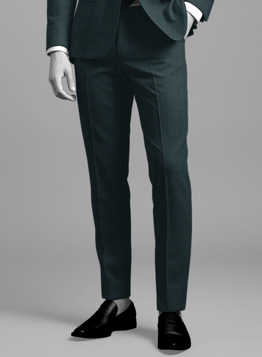 Napolean Esso Tartan Teal Blue Wool Suit