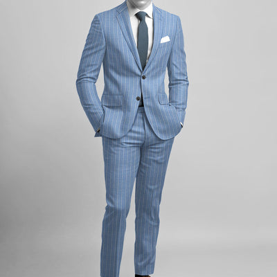 Napolean Gavino Stripe Light Blue Wool Suit