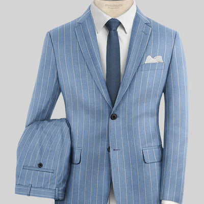 Napolean Gavino Stripe Light Blue Wool Suit