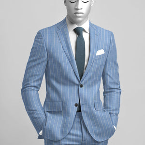 Napolean Gavino Stripe Light Blue Wool Suit