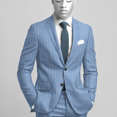 Napolean Gavino Stripe Light Blue Wool Suit