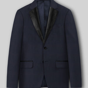 Napolean Imperial Blue Herringbone Wool Tuxedo Jacket