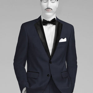 Napolean Imperial Blue Herringbone Wool Tuxedo Jacket