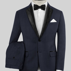 Napolean Imperial Blue Herringbone Wool Tuxedo Suit