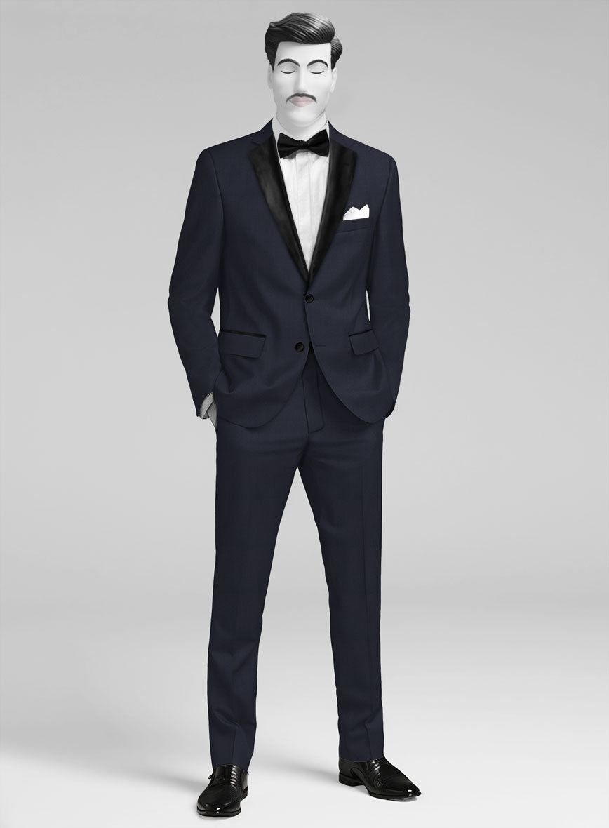 Napolean Imperial Blue Herringbone Wool Tuxedo Suit