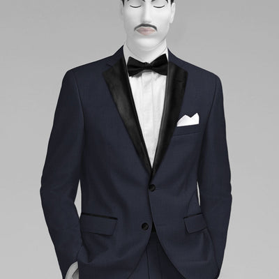 Napolean Imperial Blue Herringbone Wool Tuxedo Suit