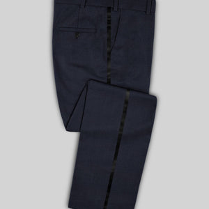 Napolean Imperial Blue Herringbone Wool Tuxedo Suit