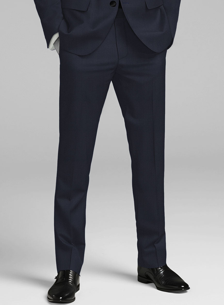 Napolean Imperial Blue Herringbone Wool Tuxedo Suit