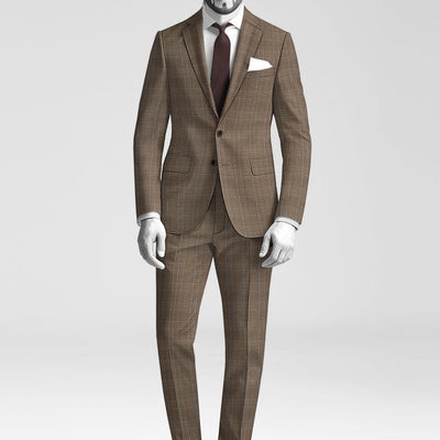 Napolean Porter Prince Of Wales Brown Wool Suit