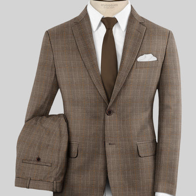 Napolean Porter Prince Of Wales Brown Wool Suit