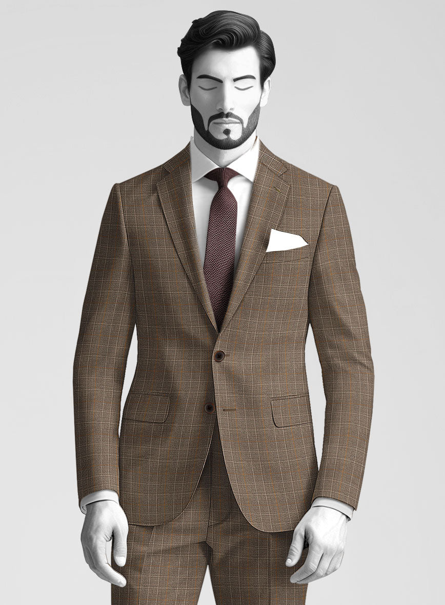 Napolean Porter Prince Of Wales Brown Wool Suit