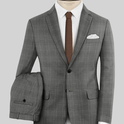 Napolean Porter Prince Of Wales Gray Wool Suit