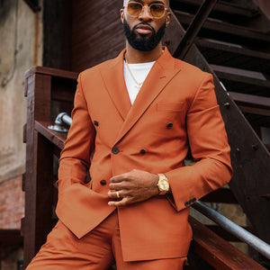Napolean Runway Orange Wool Double Breasted Suit