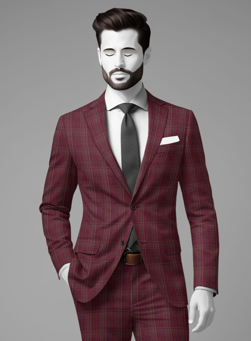 Napolean Xina Tartan Maroon Wool Jacket