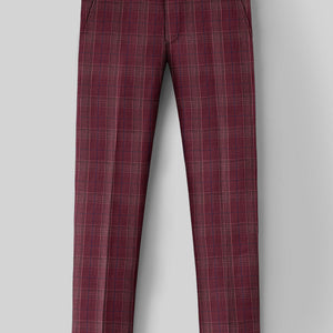 Napolean Xina Tartan Maroon Wool Pants