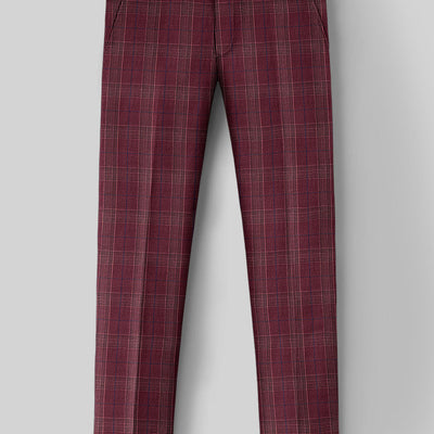 Napolean Xina Tartan Maroon Wool Pants