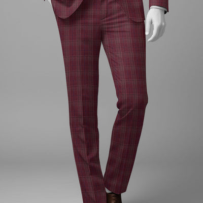Napolean Xina Tartan Maroon Wool Pants