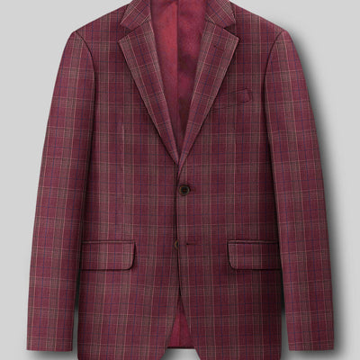 Napolean Xina Tartan Maroon Wool Suit