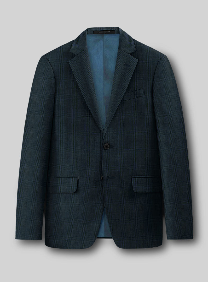 Napolean Xina Tartan Teal Blue Wool Jacket