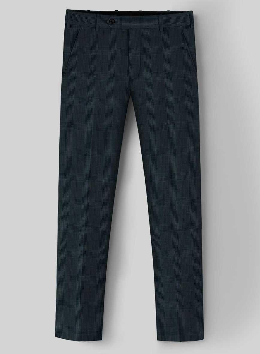 Napolean Xina Tartan Teal Blue Wool Pants