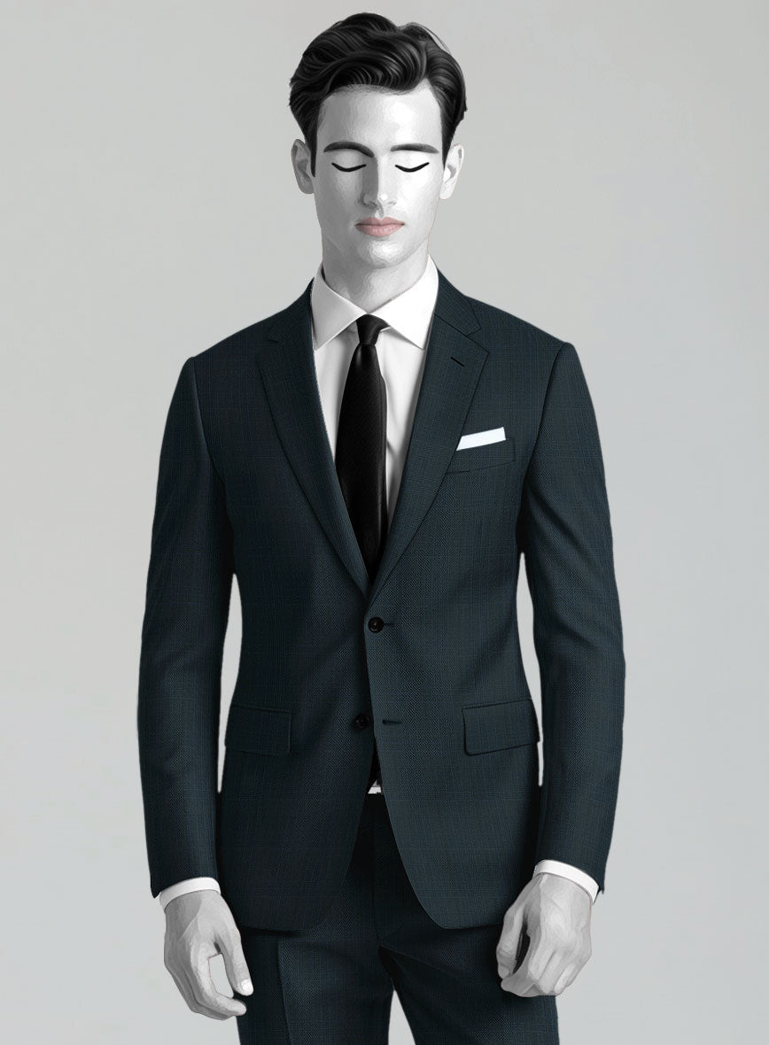 Napolean Xina Tartan Teal Blue Wool Suit