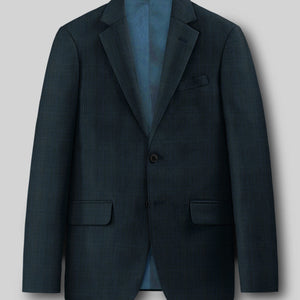 Napolean Xina Tartan Teal Blue Wool Suit