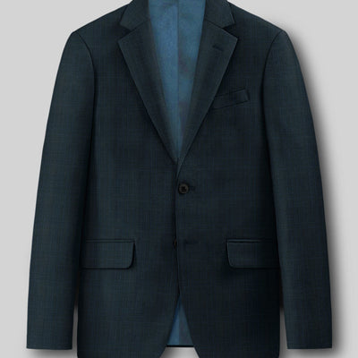 Napolean Xina Tartan Teal Blue Wool Suit