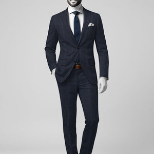 Napolean Canzo Glen Dark Blue Wool Suit