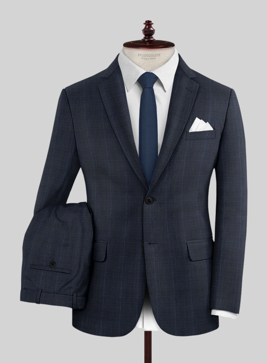 Napolean Canzo Glen Dark Blue Wool Suit