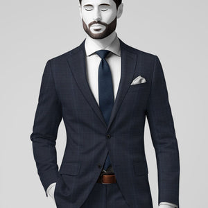 Napolean Canzo Glen Dark Blue Wool Suit