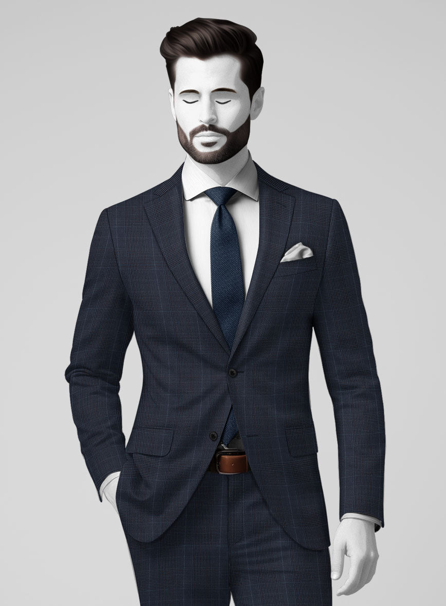 Napolean Canzo Glen Dark Blue Wool Suit