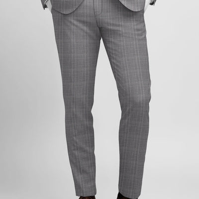 Napolean Canzo Glen Gray Blue Wool Pants