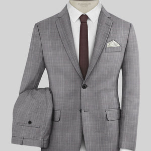 Napolean Canzo Glen Gray Blue Wool Suit