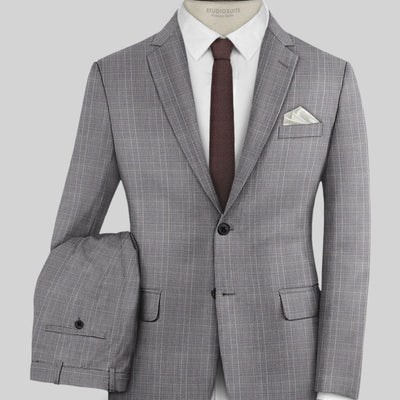 Napolean Canzo Glen Gray Blue Wool Suit