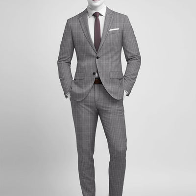 Napolean Canzo Glen Gray Blue Wool Suit