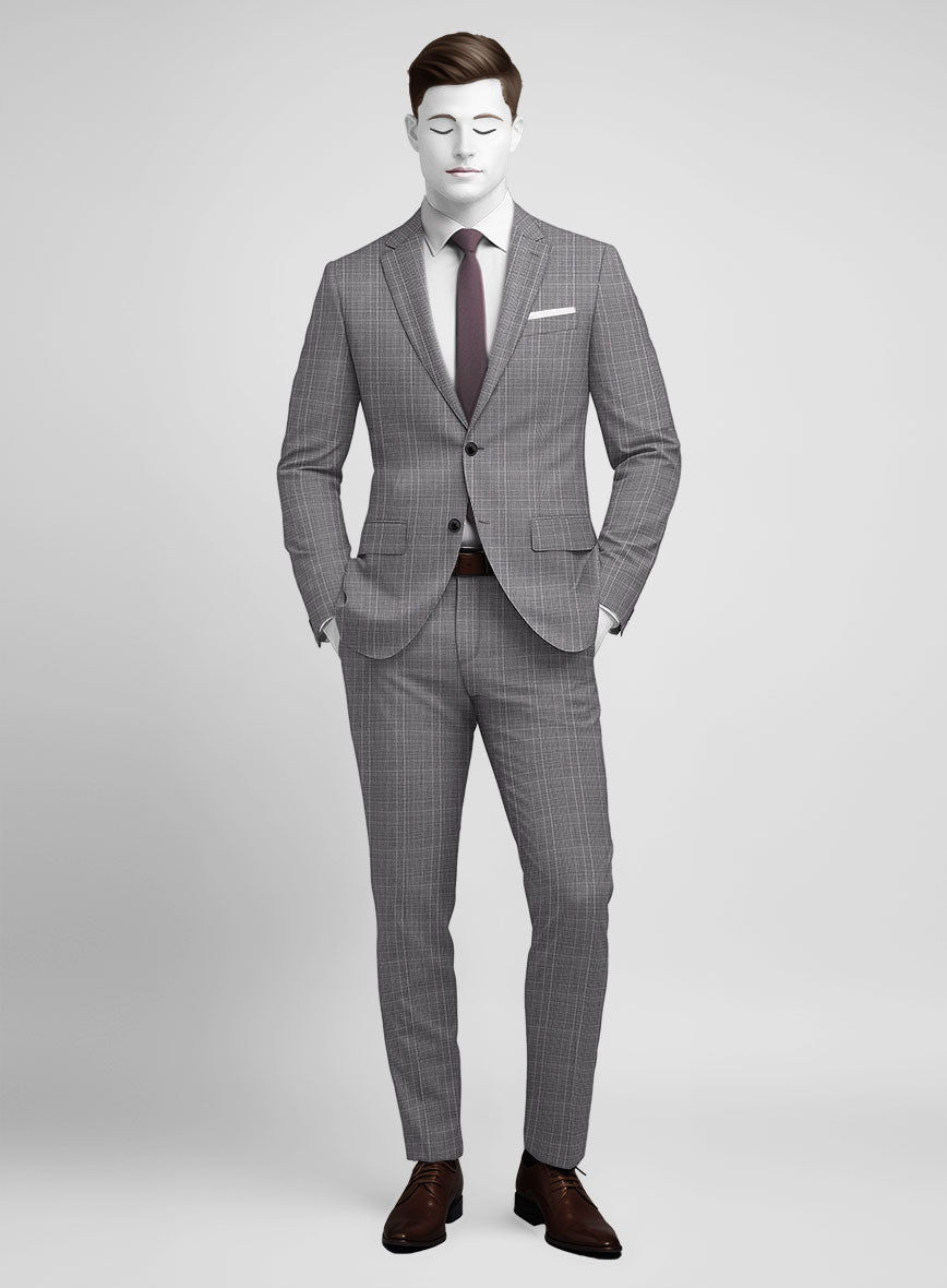 Napolean Canzo Glen Gray Blue Wool Suit