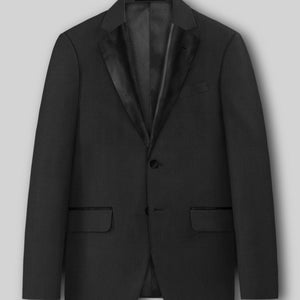 Napolean Imperial Black Herringbone Wool Tuxedo Jacket