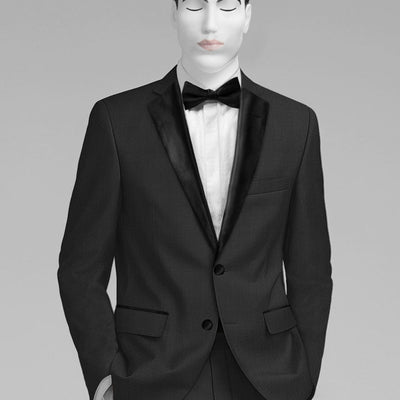 Napolean Imperial Black Herringbone Wool Tuxedo Suit
