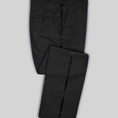 Napolean Imperial Black Herringbone Wool Tuxedo Suit