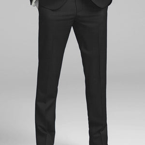 Napolean Imperial Black Herringbone Wool Tuxedo Suit