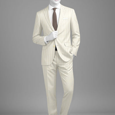 Napolean Tullio Stripe Ivory Wool Suit