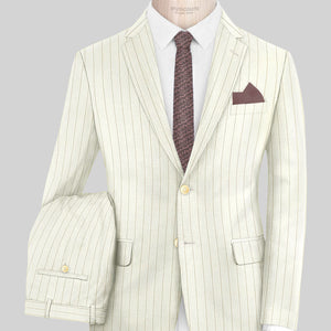 Napolean Tullio Stripe Ivory Wool Suit
